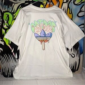 Adidas White Tee with Colorful Popcicle Graphic